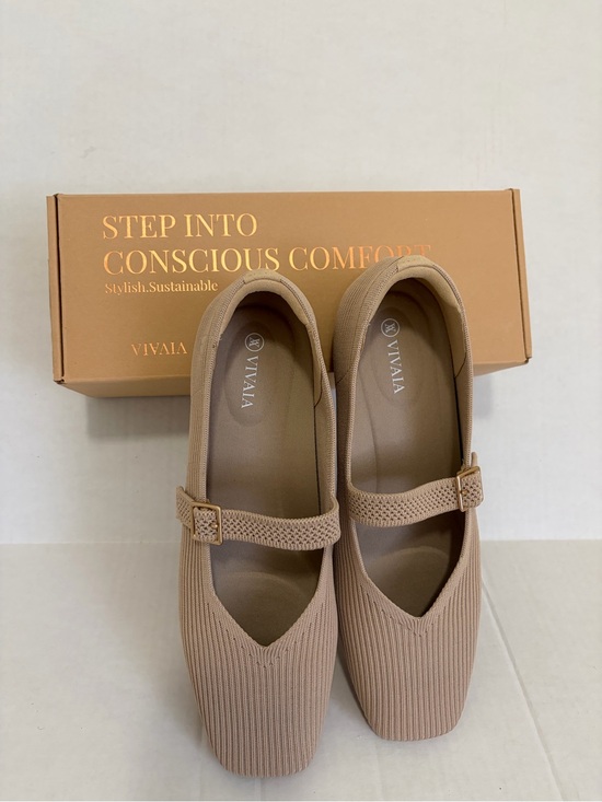 Vivaia Shoes - Vivaia Women's Tan Mary Jane Knit Flats - Everyday Comfort
